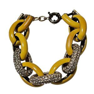 Retro Yellow Rhinestone Chunky Chain Bracelet Statement Fashion Jewelry Women